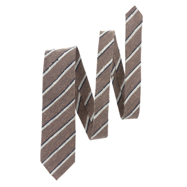Regimental Cotton-Silk Blend Tie in Brown, Blue and White