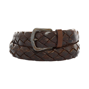Braided Leather Belt in Brown