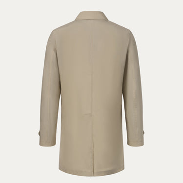 Back view of Sealup beige raincoat 11516SEU 96233 119, showcasing clean tailoring and mid-length cut from the SS25 collection.