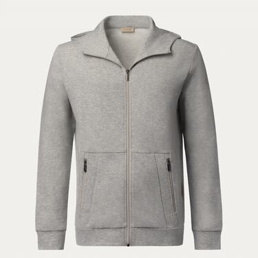Zimmerli Cotton Zip-Up Hoodie in Light Grey - SARTALE