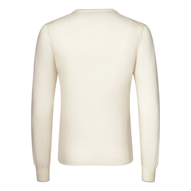 V-Neck Virgin Wool Pullover in Warm White
