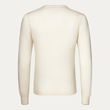 V-Neck Virgin Wool Pullover in Warm White