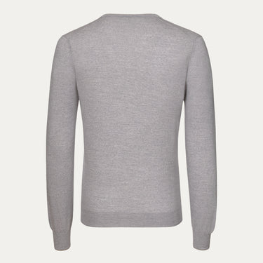 V-Neck Virgin Wool Pullover in Grey Melange