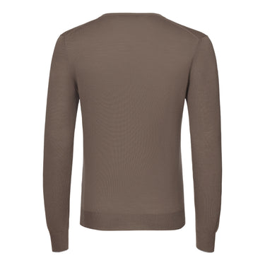 V-Neck Virgin Wool Pullover in Coffee Brown