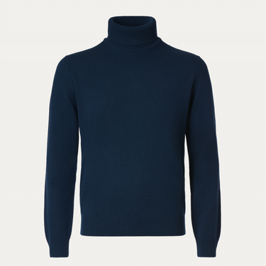 Luigi Borrelli Turtleneck Virgin Wool and Cashmere-Blend Sweater in Navy Blue - SARTALE