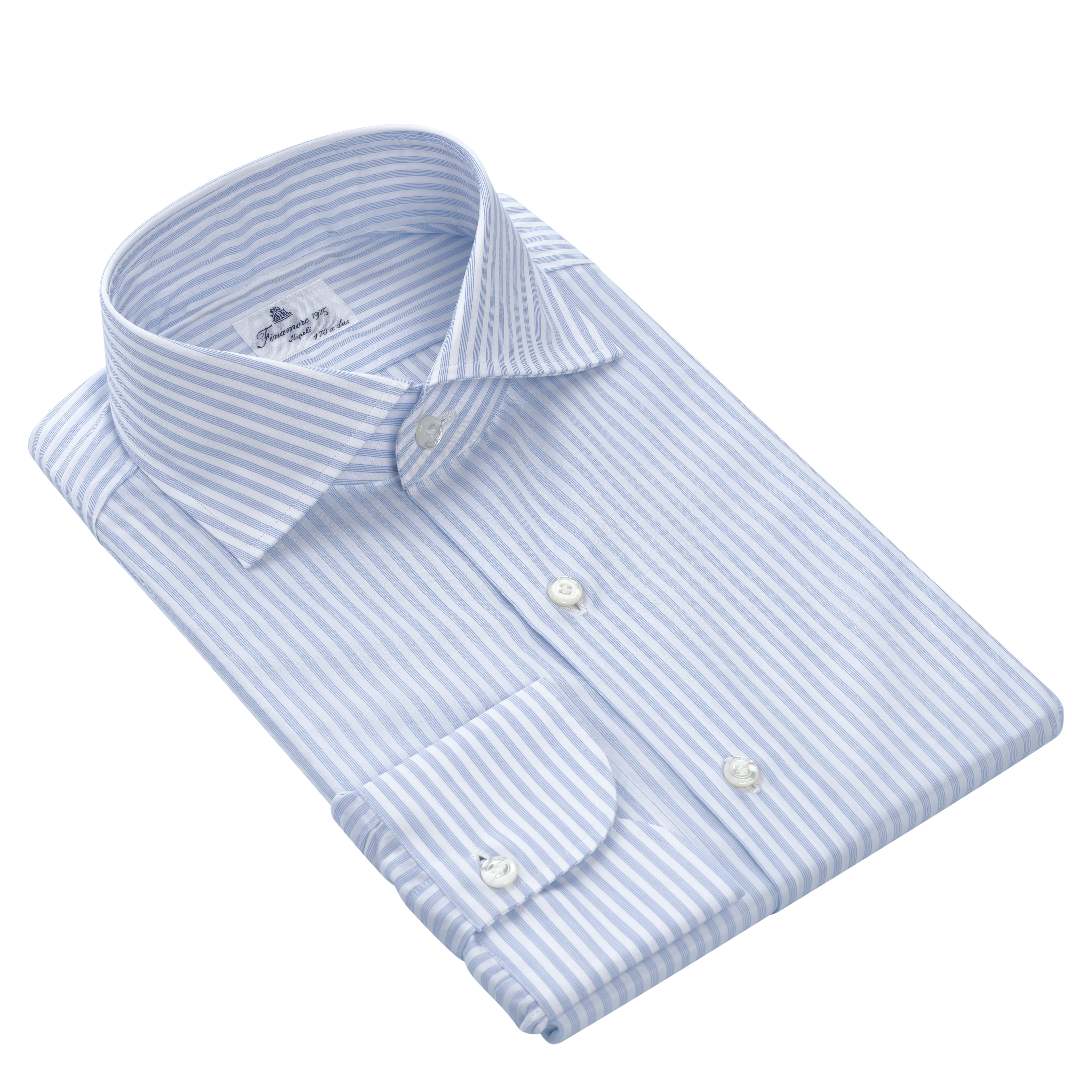 Striped Classic Cotton Shirt in White and Light Blue SARTALE Striped Classic Cotton Shirt in White and Light Blue SARTALE