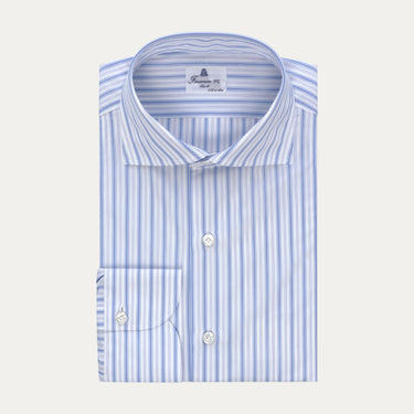 Striped Classic Cotton Shirt in White and Blue