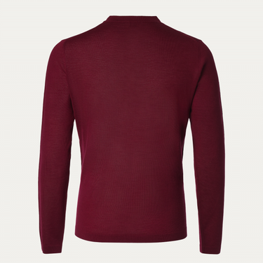 Luigi Borrelli Crew-Neck Virgin Wool, Silk and Cashmere-Blend Sweater in Burgundy - SARTALE