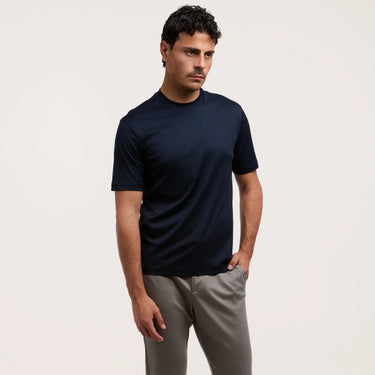 Cotton Crew-Neck T-Shirt in Navy Blue