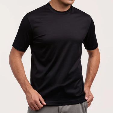 Baumwoll-T-Shirt mit Rundhalsausschnitt in Schwarz