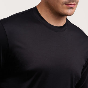 Baumwoll-T-Shirt mit Rundhalsausschnitt in Schwarz