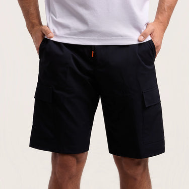 Stretch Cargo Bermuda Shorts in Navy Blue
