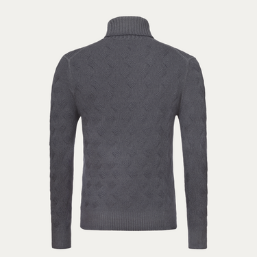 Wool Ribbed Turtleneck in Silver Grey