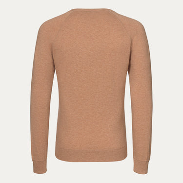 Crew-Neck Cotton-Cashmere Blend Pullover in Orange Melange