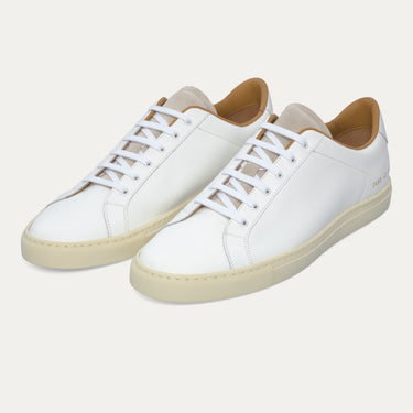 Common Projects 2480 0506 Retro Low leather sneakers in white with beige sole, minimalist design for SS25 at SARTALE.