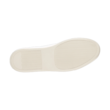 Outsole view of Common Projects white leather sneaker 2486 0506, showing textured rubber sole for grip and durability.