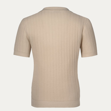 Cotton Links-Stitch Polo Shirt in Cream