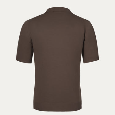 Ribbed Cotton Polo Shirt in Dark Taupe