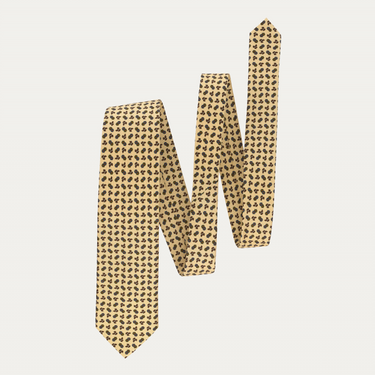 Plain Hand Printed Silk Tie in Yellow