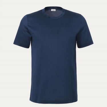 Baumwoll-T-Shirt mit Rundhalsausschnitt in Blau