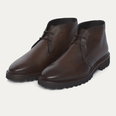 Leather Ankle Boots in Coffee Brown