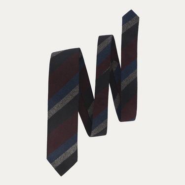 Regimental Wool Lined Tie in Burgundy Multicolor