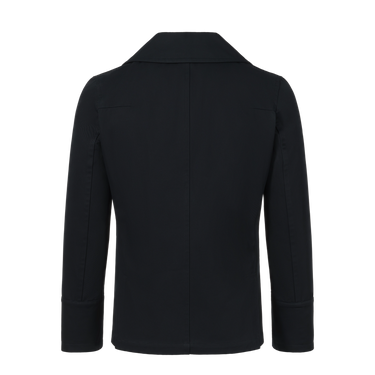 Back view of Sealup Amalfi Peacoat in Navy Blue, showcasing clean lines and premium craftsmanship for SS25 outerwear collection.