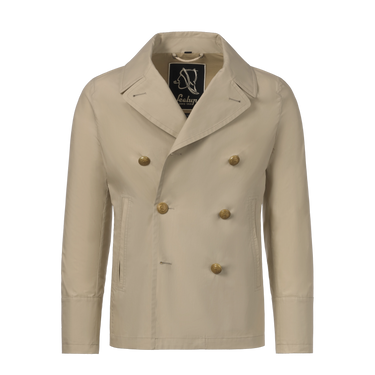 Sealup Amalfi Peacoat in Beige, style 41146BIS 96233 119, featuring a double-breasted front and wide lapels. Premium outerwear for SS25 by SARTALE.