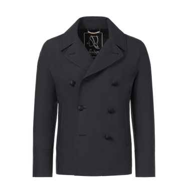 Sealup Amalfi Peacoat in Dark Blue, front view showing double-breasted design and wide lapels. Premium outerwear from SARTALE SS25 collection.