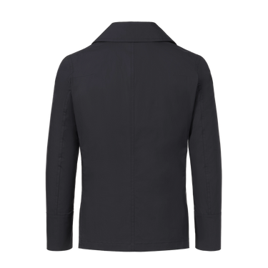 Back view of Sealup Amalfi Peacoat in Dark Blue, showcasing clean tailoring and structured silhouette. Elegant coat for Spring/Summer 25.