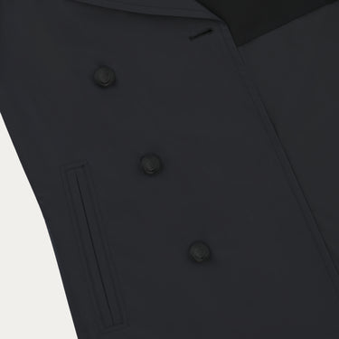 Close-up of Sealup Amalfi Peacoat buttons and pocket detailing in Dark Blue. High-quality craftsmanship in SS25 outerwear collection.
