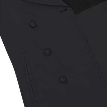 Close-up of Sealup Amalfi Peacoat buttons and pocket detailing in Dark Blue. High-quality craftsmanship in SS25 outerwear collection.