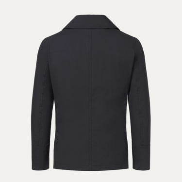 Back view of Sealup Amalfi Peacoat in Dark Blue, showcasing clean tailoring and structured silhouette. Elegant coat for Spring/Summer 25.