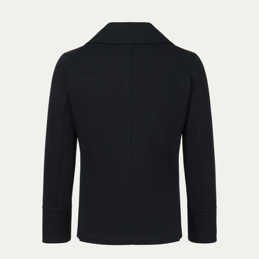 Back view of Sealup Amalfi Peacoat in Navy Blue, showcasing clean lines and premium craftsmanship for SS25 outerwear collection.