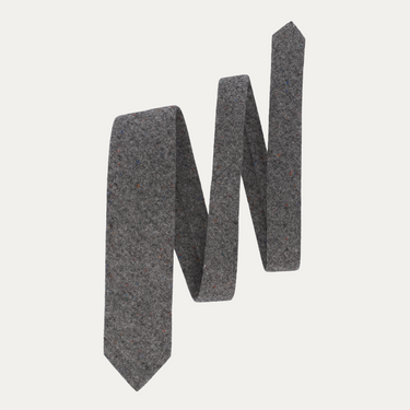 Woven Wool Polka Dot Tie in Grey Melange