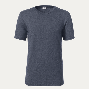 T-Shirt aus Baumwoll- und Kaschmirmischung in Blau meliert