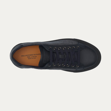 Cashmere and Leather Sneakers in Dark Grey Melange