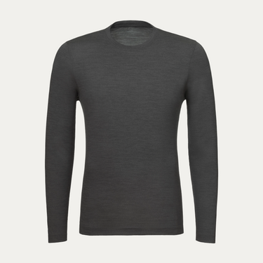 Wool Long Sleeve T-Shirt in Grey Melange