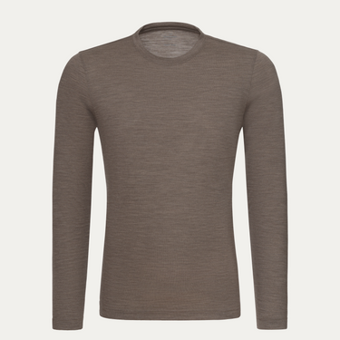 Wool Long Sleeve T-Shirt in Light Brown