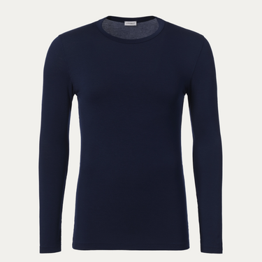 Langarm-T-Shirt mit Rundhalsausschnitt in Marineblau