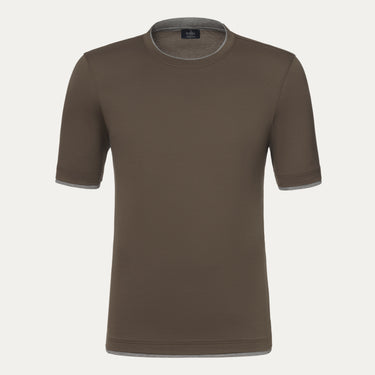 Cotton Crew-Neck T-Shirt in Earth Brown