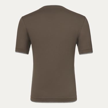Cotton Crew-Neck T-Shirt in Earth Brown