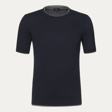 Cotton Crew-Neck T-Shirt in Space Blue