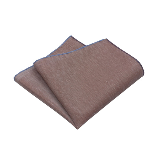 Cotton-Linen Pocket Square in Brown and Blue