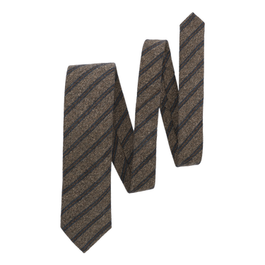 Regimental Woven Wool Tie in Brown