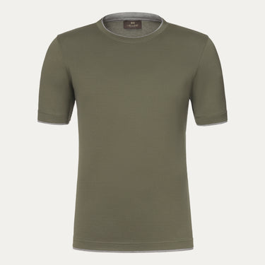 Camiseta de algodón en color verde con rayas grises