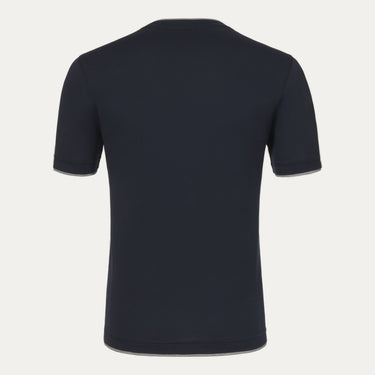 Camiseta de algodón en color azul con rayas grises