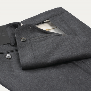 Marco Pescarolo Slim-Fit Virgin Wool Trousers with Buckle Waist Adjusters in Dark Grey - SARTALE