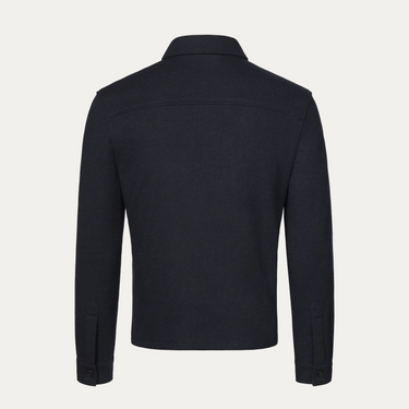 Virgin Wool and Cashmere Zip-Up Overshirt in Navy Blue