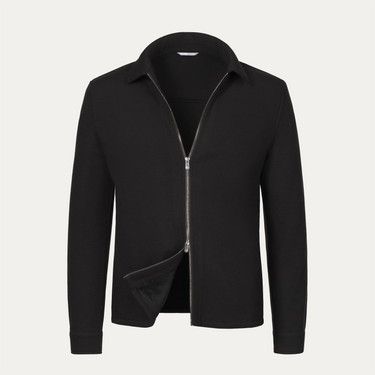 Virgin Wool and Cashmere Zip-Up Overshirt in Dark Brown